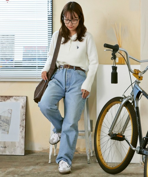 U.S. POLO ASSN.(ユーエスポロアッスン)の「U.S. POLO ASSN./ユーエスポロアッスン モヘア風 襟付きニットポロ 冬服(ニット/セーター・レディース・ネイビー/レッド/アイボリー・M/S)」の13枚目の写真