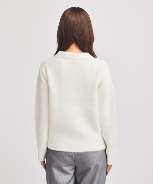 U.S. POLO ASSN.(ユーエスポロアッスン)の「U.S. POLO ASSN./ユーエスポロアッスン モヘア風 襟付きニットポロ 冬服(ニット/セーター・レディース・ネイビー/レッド/アイボリー・M/S)」の6枚目の写真