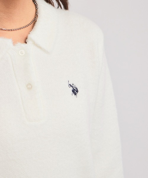 U.S. POLO ASSN.(ユーエスポロアッスン)の「U.S. POLO ASSN./ユーエスポロアッスン モヘア風 襟付きニットポロ 冬服(ニット/セーター・レディース・ネイビー/レッド/アイボリー・M/S)」の15枚目の写真
