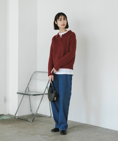U.S. POLO ASSN.(ユーエスポロアッスン)の「U.S. POLO ASSN./ユーエスポロアッスン モヘア風 襟付きニットポロ 冬服(ニット/セーター・レディース・ネイビー/レッド/アイボリー・M/S)」の21枚目の写真