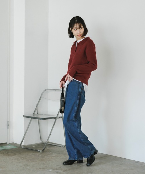 U.S. POLO ASSN.(ユーエスポロアッスン)の「U.S. POLO ASSN./ユーエスポロアッスン モヘア風 襟付きニットポロ 冬服(ニット/セーター・レディース・ネイビー/レッド/アイボリー・M/S)」の20枚目の写真