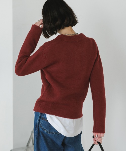 U.S.POLO ASSN./ユーエスポロアッスン モヘア風 襟付きニットポロ