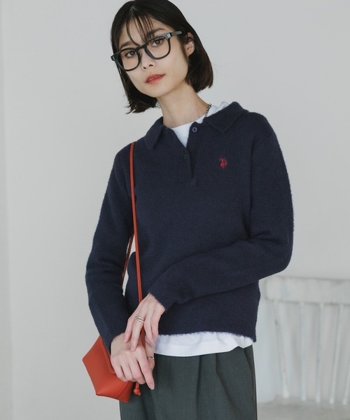 セール】U.S.POLO ASSN./ユーエスポロアッスン モヘア風 襟付き