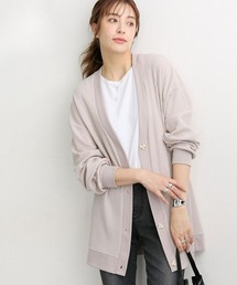 高身長 ワッフル素材ロング丈カットソーカーディガン(UVカット)(トールサイズ)