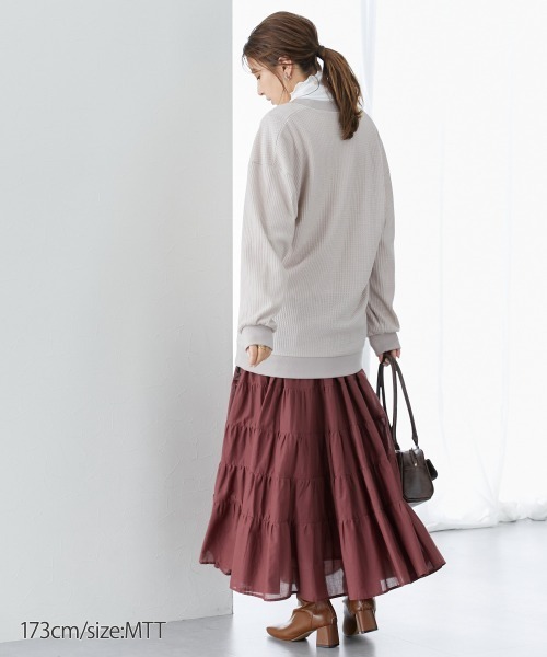 slattgir（スラットジール）の「高身長　ワッフル素材ロング丈カットソーカーディガン（UVカット）（トールサイズ）（カーディガン/ボレロ・レディース・ベージュ/ブラック/チャコールグレー・TM/TL/TLL/T3L/T4L/T5L）」の6枚目の写真