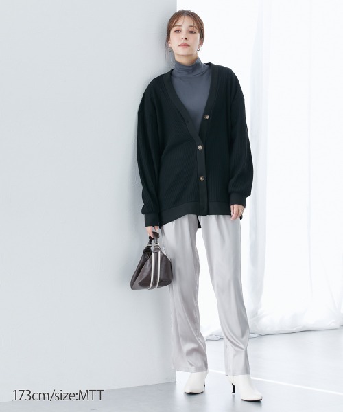 slattgir（スラットジール）の「高身長　ワッフル素材ロング丈カットソーカーディガン（UVカット）（トールサイズ）（カーディガン/ボレロ・レディース・ベージュ/ブラック/チャコールグレー・TM/TL/TLL/T3L/T4L/T5L）」の10枚目の写真