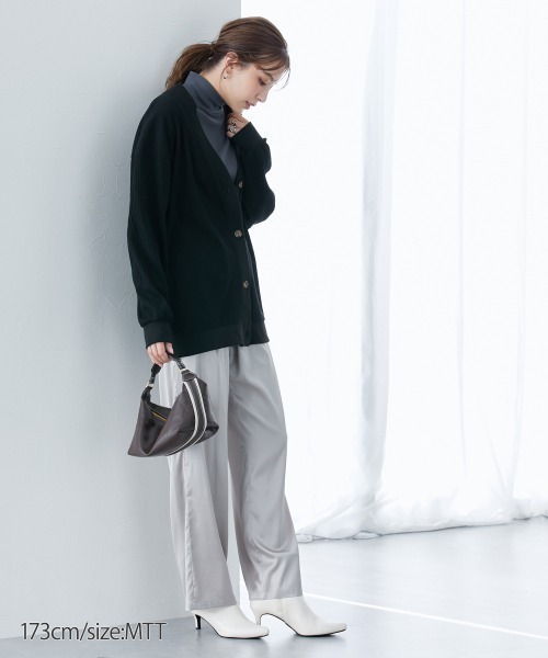 slattgir（スラットジール）の「高身長　ワッフル素材ロング丈カットソーカーディガン（UVカット）（トールサイズ）（カーディガン/ボレロ・レディース・ベージュ/ブラック/チャコールグレー・TM/TL/TLL/T3L/T4L/T5L）」の11枚目の写真