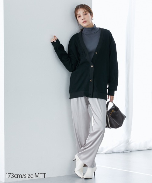 slattgir（スラットジール）の「高身長　ワッフル素材ロング丈カットソーカーディガン（UVカット）（トールサイズ）（カーディガン/ボレロ・レディース・ベージュ/ブラック/チャコールグレー・TM/TL/TLL/T3L/T4L/T5L）」の12枚目の写真