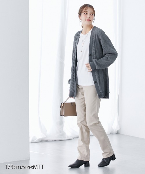 slattgir（スラットジール）の「高身長　ワッフル素材ロング丈カットソーカーディガン（UVカット）（トールサイズ）（カーディガン/ボレロ・レディース・ベージュ/ブラック/チャコールグレー・TM/TL/TLL/T3L/T4L/T5L）」の16枚目の写真