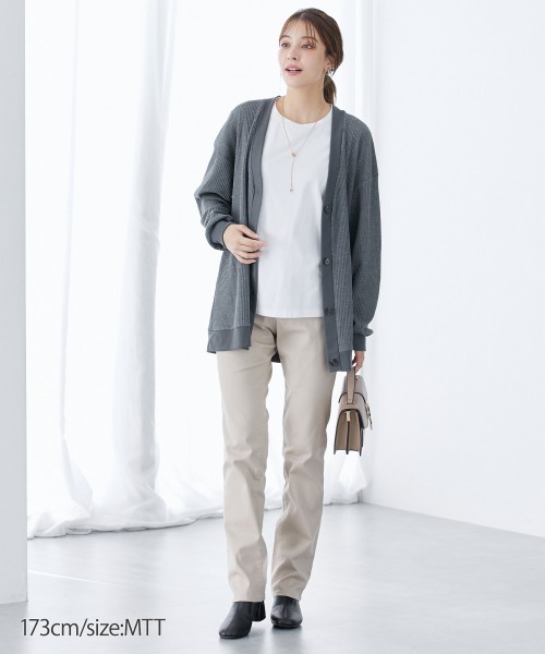 slattgir（スラットジール）の「高身長　ワッフル素材ロング丈カットソーカーディガン（UVカット）（トールサイズ）（カーディガン/ボレロ・レディース・ベージュ/ブラック/チャコールグレー・TM/TL/TLL/T3L/T4L/T5L）」の18枚目の写真