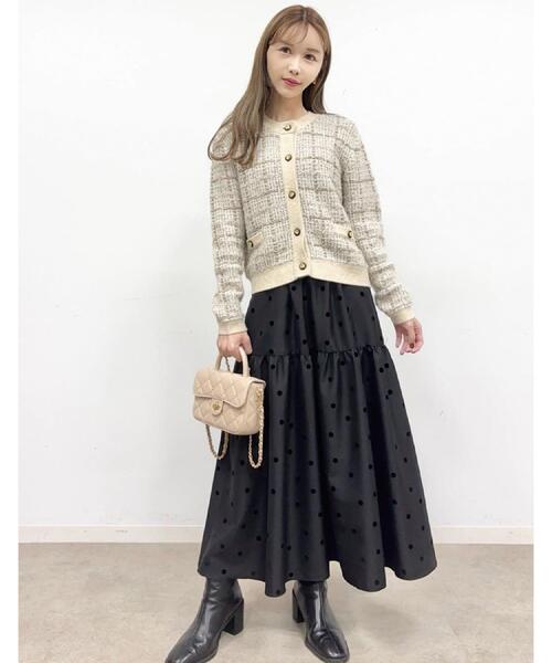 DRESSTERIOR（ドレステリア）の「【otonaMUSE 11月号掲載】ツイードニットカーディガン（カーディガン/ボレロ・レディース・ベージュ系1/ブラック系1・36/34/38）」の15枚目の写真