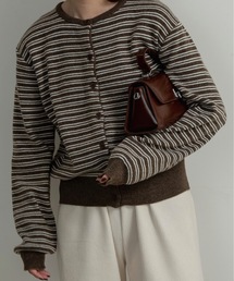 eim（エイム）の「horizontal stripe crew neck cardigan / ホリゾンタルストライプクルーネックカーディガン（カーディガン/ボレロ）」