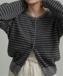lawgy（ラウジー）の「horizontal stripe crew neck cardigan   ホリゾンタルストライプクルーネックカーディガン（カーディガン/ボレロ）」