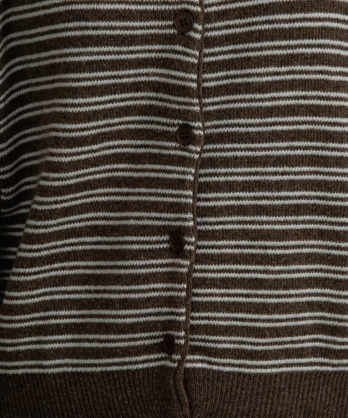 lawgy（ラウジー）の「horizontal stripe crew neck cardigan / ホリゾンタルストライプクルーネックカーディガン（カーディガン/ボレロ・レディース・ブラウン/グレー/スカイブルー・FREE）」の12枚目の写真