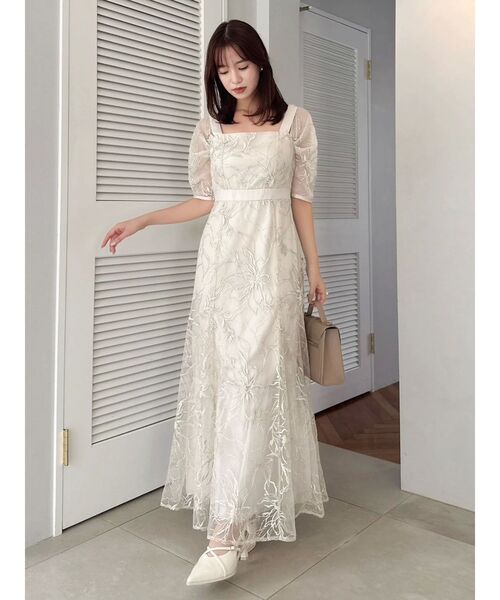 dazzlin（ダズリン）の「ラメ刺繍チュール2WAYスリーブドレス（ドレス・レディース・アイボリー/ベージュ/ピンク・SMALL/MEDIUM）」の7枚目の写真