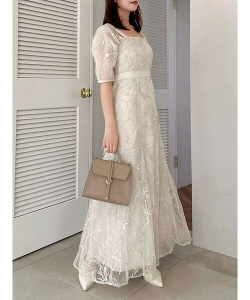 dazzlin（ダズリン）の「ラメ刺繍チュール2WAYスリーブドレス（ドレス・レディース・アイボリー/ベージュ/ピンク・SMALL/MEDIUM）」の13枚目の写真