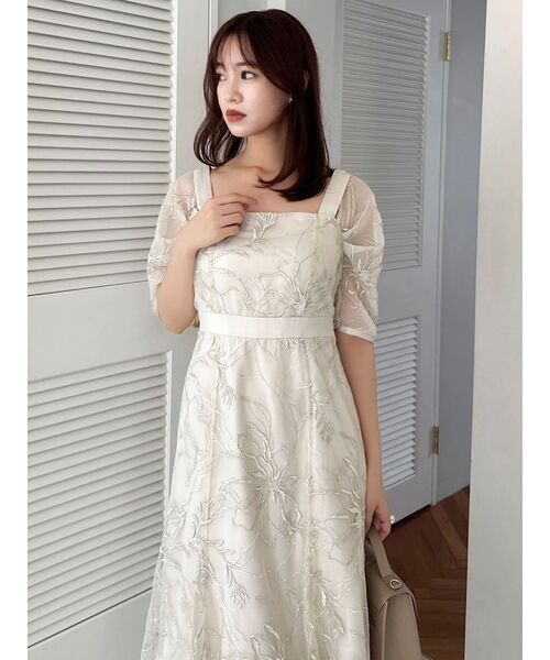 dazzlin（ダズリン）の「ラメ刺繍チュール2WAYスリーブドレス（ドレス・レディース・アイボリー/ベージュ/ピンク・SMALL/MEDIUM）」の14枚目の写真
