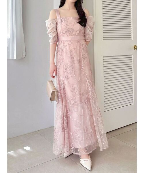 dazzlin（ダズリン）の「ラメ刺繍チュール2WAYスリーブドレス（ドレス・レディース・アイボリー/ベージュ/ピンク・SMALL/MEDIUM）」の21枚目の写真