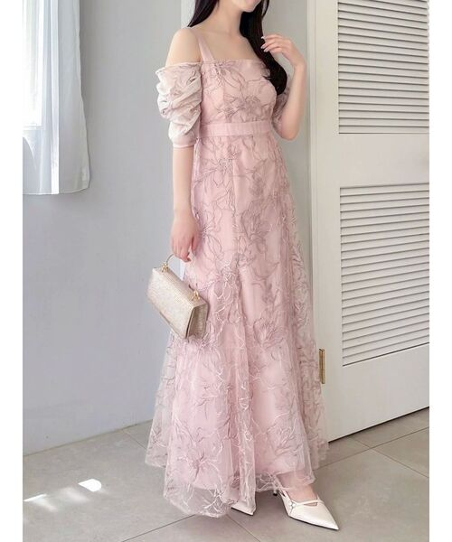 dazzlin（ダズリン）の「ラメ刺繍チュール2WAYスリーブドレス（ドレス・レディース・アイボリー/ベージュ/ピンク・SMALL/MEDIUM）」の22枚目の写真