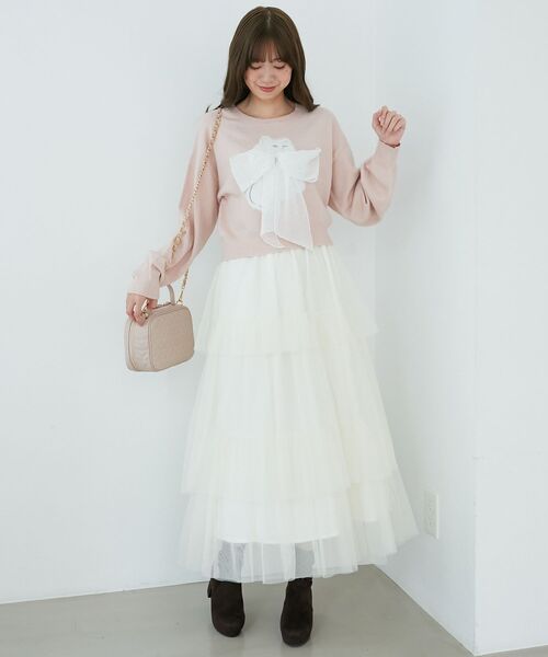 MAJESTIC LEGON（マジェスティックレゴン）の「ふわふわLadycatリボンニット（ニット/セーター・レディース・ボルドー/ピンク/ブラック/チャコールグレー・MEDIUM）」の6枚目の写真