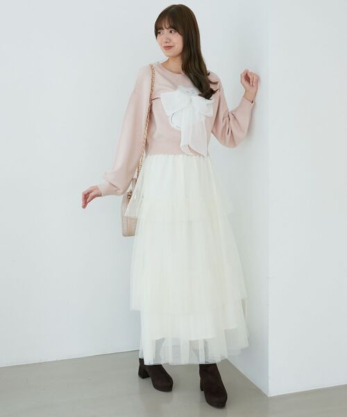 MAJESTIC LEGON（マジェスティックレゴン）の「ふわふわLadycatリボンニット（ニット/セーター・レディース・ボルドー/ピンク/ブラック/チャコールグレー・MEDIUM）」の7枚目の写真