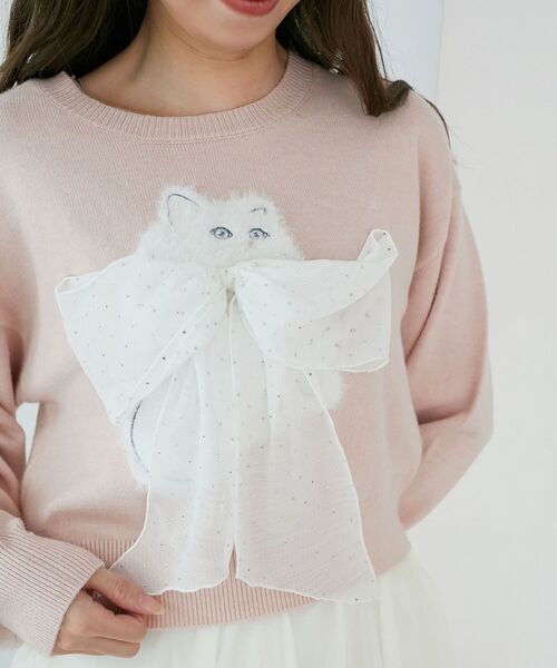 MAJESTIC LEGON（マジェスティックレゴン）の「ふわふわLadycatリボンニット（ニット/セーター・レディース・ボルドー/ピンク/ブラック/チャコールグレー・MEDIUM）」の12枚目の写真