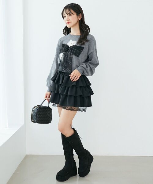 MAJESTIC LEGON（マジェスティックレゴン）の「ふわふわLadycatリボンニット（ニット/セーター・レディース・ボルドー/ピンク/ブラック/チャコールグレー・MEDIUM）」の16枚目の写真