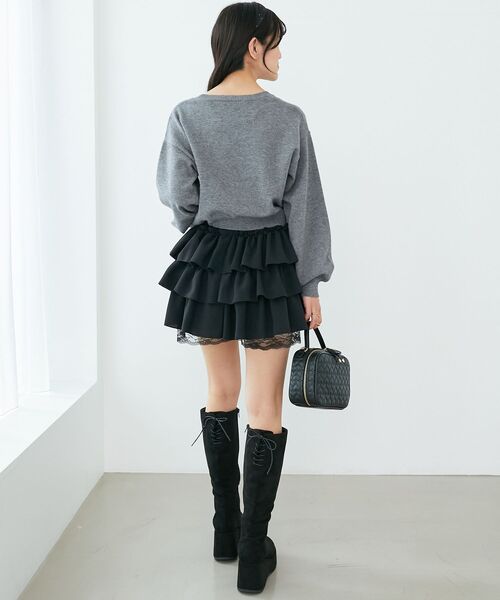 MAJESTIC LEGON（マジェスティックレゴン）の「ふわふわLadycatリボンニット（ニット/セーター・レディース・ボルドー/ピンク/ブラック/チャコールグレー・MEDIUM）」の17枚目の写真