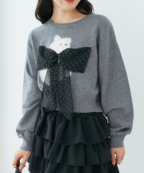 MAJESTIC LEGON（マジェスティックレゴン）の「ふわふわLadycatリボンニット（ニット/セーター・レディース・ボルドー/ピンク/ブラック/チャコールグレー・MEDIUM）」の19枚目の写真