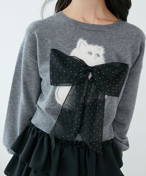 MAJESTIC LEGON（マジェスティックレゴン）の「ふわふわLadycatリボンニット（ニット/セーター・レディース・ボルドー/ピンク/ブラック/チャコールグレー・MEDIUM）」の21枚目の写真