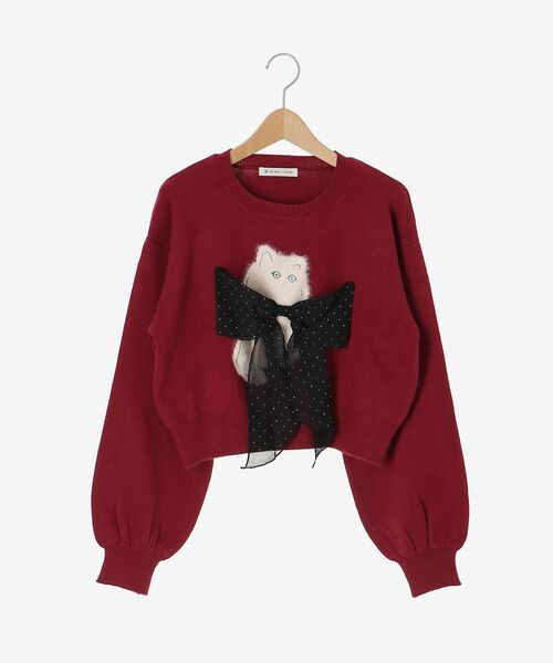 MAJESTIC LEGON(マジェスティックレゴン)の「ふわふわLadycatリボンニット(ニット/セーター・レディース・ボルドー/ピンク/ブラック/チャコールグレー・MEDIUM)」の11枚目の写真