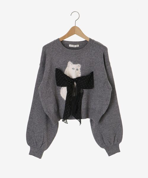 MAJESTIC LEGON(マジェスティックレゴン)の「ふわふわLadycatリボンニット(ニット/セーター・レディース・ボルドー/ピンク/ブラック/チャコールグレー・MEDIUM)」の12枚目の写真