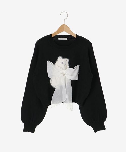 MAJESTIC LEGON(マジェスティックレゴン)の「ふわふわLadycatリボンニット(ニット/セーター・レディース・ボルドー/ピンク/ブラック/チャコールグレー・MEDIUM)」の13枚目の写真