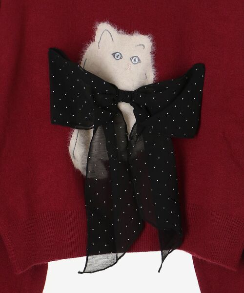 MAJESTIC LEGON(マジェスティックレゴン)の「ふわふわLadycatリボンニット(ニット/セーター・レディース・ボルドー/ピンク/ブラック/チャコールグレー・MEDIUM)」の17枚目の写真