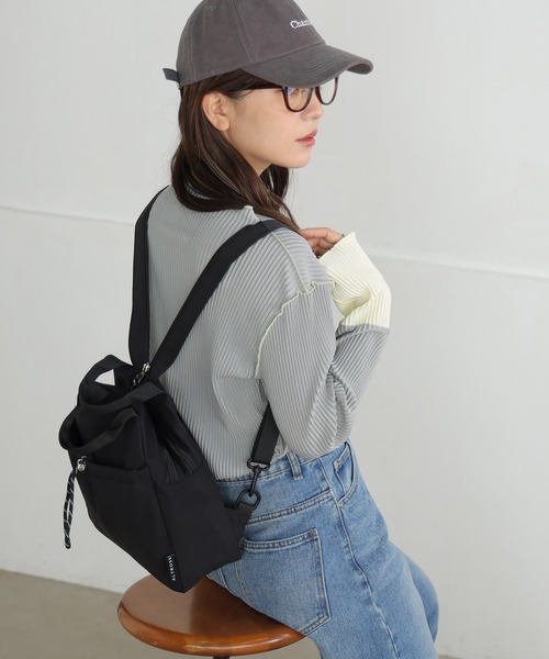 ALTROSE（アルトローズ）の「2way ボディバッグ リュック ナイロン レオパード ヒョウ柄 フォックス（バックパック/リュック・レディース・レオパード/ブラック/アイボリー/ブラック系9/グレー・FREE）」の17枚目の写真