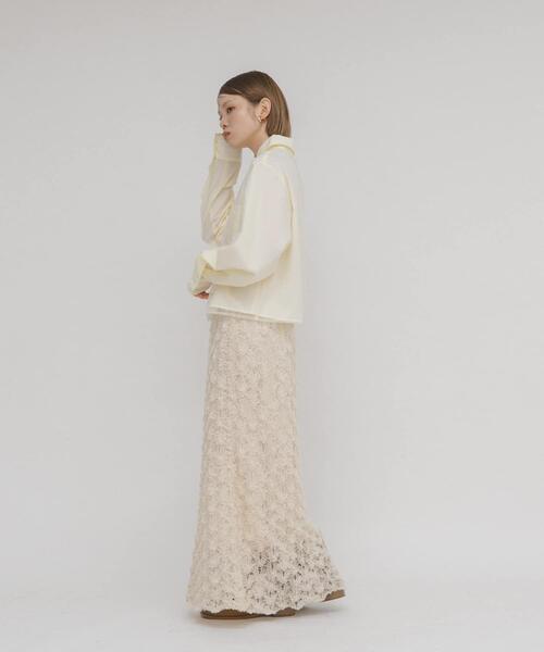 KBF（ケイビーエフ）の「チュールレイヤードショートシャツ（シャツ/ブラウス・レディース・アイボリー/グレー系その他/ライトカーキ・ONE）」の9枚目の写真