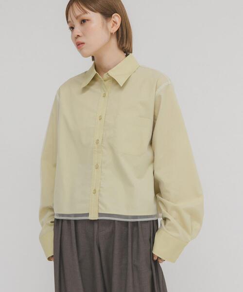 KBF（ケイビーエフ）の「チュールレイヤードショートシャツ（シャツ/ブラウス・レディース・アイボリー/グレー系その他/ライトカーキ・ONE）」の13枚目の写真