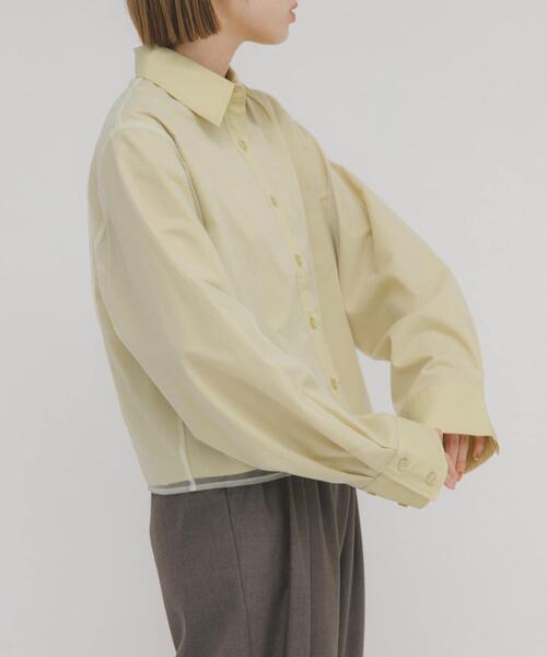 KBF（ケイビーエフ）の「チュールレイヤードショートシャツ（シャツ/ブラウス・レディース・アイボリー/グレー系その他/ライトカーキ・ONE）」の15枚目の写真