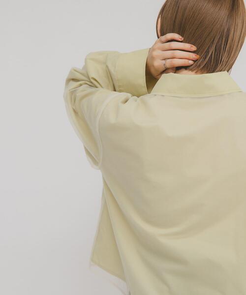 KBF（ケイビーエフ）の「チュールレイヤードショートシャツ（シャツ/ブラウス・レディース・アイボリー/グレー系その他/ライトカーキ・ONE）」の17枚目の写真