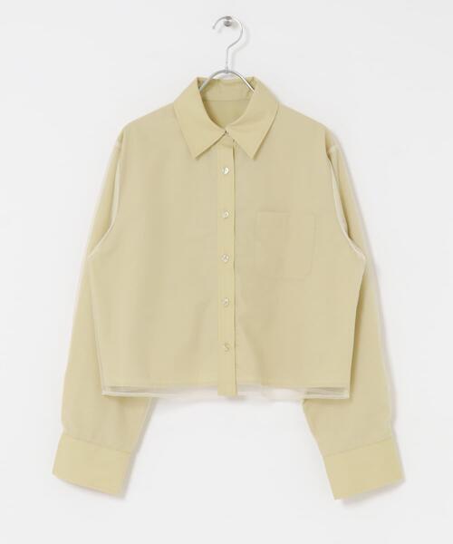 KBF（ケイビーエフ）の「チュールレイヤードショートシャツ（シャツ/ブラウス・レディース・アイボリー/グレー系その他/ライトカーキ・ONE）」の20枚目の写真