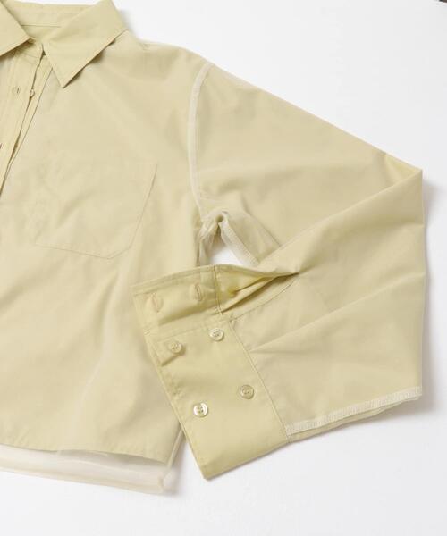 KBF（ケイビーエフ）の「チュールレイヤードショートシャツ（シャツ/ブラウス・レディース・アイボリー/グレー系その他/ライトカーキ・ONE）」の22枚目の写真