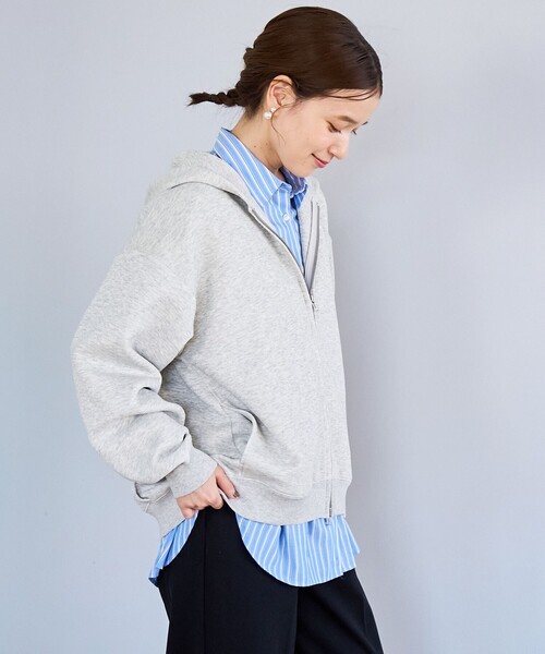 coen(コーエン)の「CVCダンボールジップパーカー(パーカー・レディース・オフホワイト/ブラウン/ライトグレー/ブラック・M/L)」の1枚目の写真