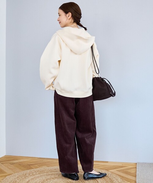 coen(コーエン)の「CVCダンボールジップパーカー(パーカー・レディース・オフホワイト/ブラウン/ライトグレー/ブラック・M/L)」の15枚目の写真