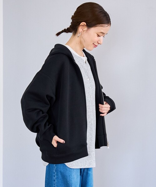 coen(コーエン)の「CVCダンボールジップパーカー(パーカー・レディース・オフホワイト/ブラウン/ライトグレー/ブラック・M/L)」の18枚目の写真