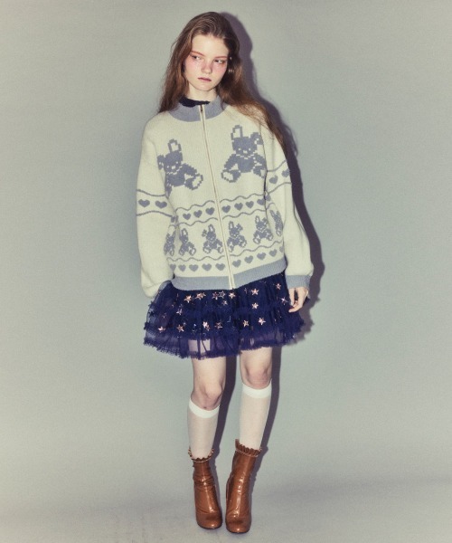 Candy Stripper(キャンディストリッパー)の「RABBIT KNIT TRACK ジャケット(その他アウター・レディース・ブラック/アイボリー/ピンク・FREE)」の7枚目の写真