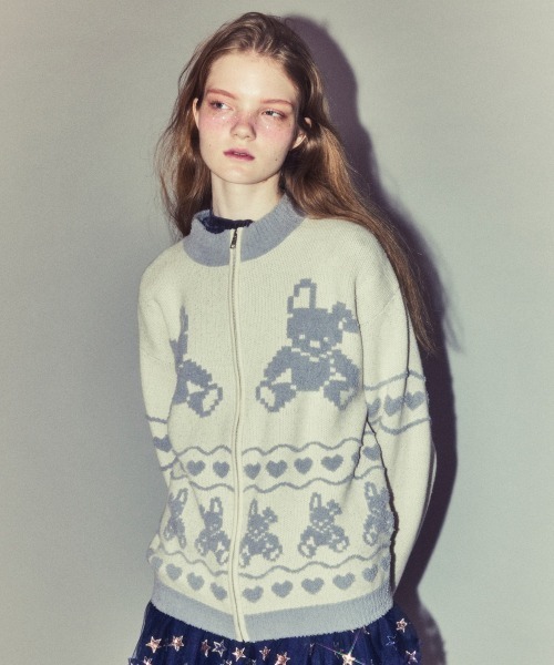 Candy Stripper(キャンディストリッパー)の「RABBIT KNIT TRACK ジャケット(その他アウター・レディース・ブラック/アイボリー/ピンク・FREE)」の5枚目の写真