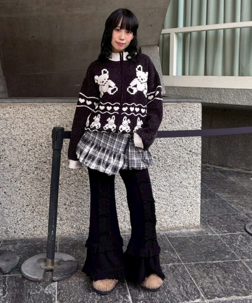 Candy Stripper(キャンディストリッパー)の「RABBIT KNIT TRACK ジャケット(その他アウター・レディース・ブラック/アイボリー/ピンク・FREE)」の13枚目の写真