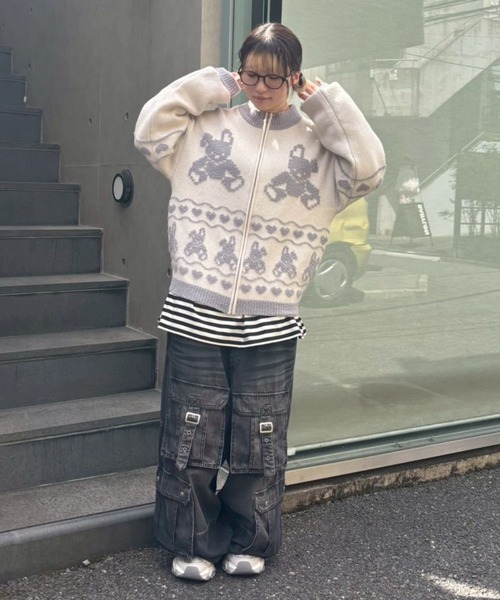 Candy Stripper(キャンディストリッパー)の「RABBIT KNIT TRACK ジャケット(その他アウター・レディース・ブラック/アイボリー/ピンク・FREE)」の21枚目の写真