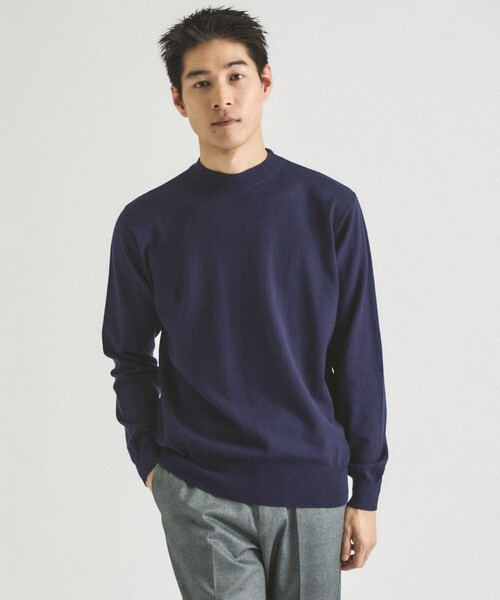 ABAHOUSE GRAY(アバハウスグレイ)の「【カシミヤタッチ】ハイゲージ モックネック ニット(ニット/セーター・メンズ・ホワイト/ブラウン/グリーン/ブルー/ブラック・46/48/50)」の5枚目の写真