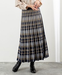 MILLION CARATS（ミリオンカラッツ）の「【チェック柄×美タックで着痩せ見え】立体感プリーツが叶える大人上品ニットスカート！深めタックで立体感を出し、歩くたび揺れる美しいシルエット。ウエストゴム仕様で快適にフィットしつつ、すっきり細見えを演出。オフィスにも休日にも馴染む万能さで、シーンレスに活躍する一枚です。（スカート）」
